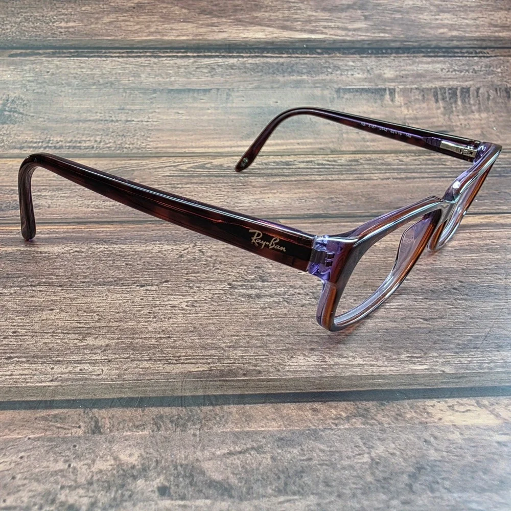 Ray-Ban RB 5187 2442 Dark Tortoise Purple Rectangular Eyeglasses 52-16-140